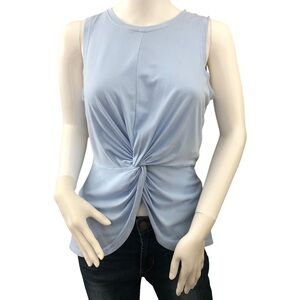 SWEATY BETTY Sz 4 Tori Twist Tank Top Blue Peplum Softcore Athleisure Activewear